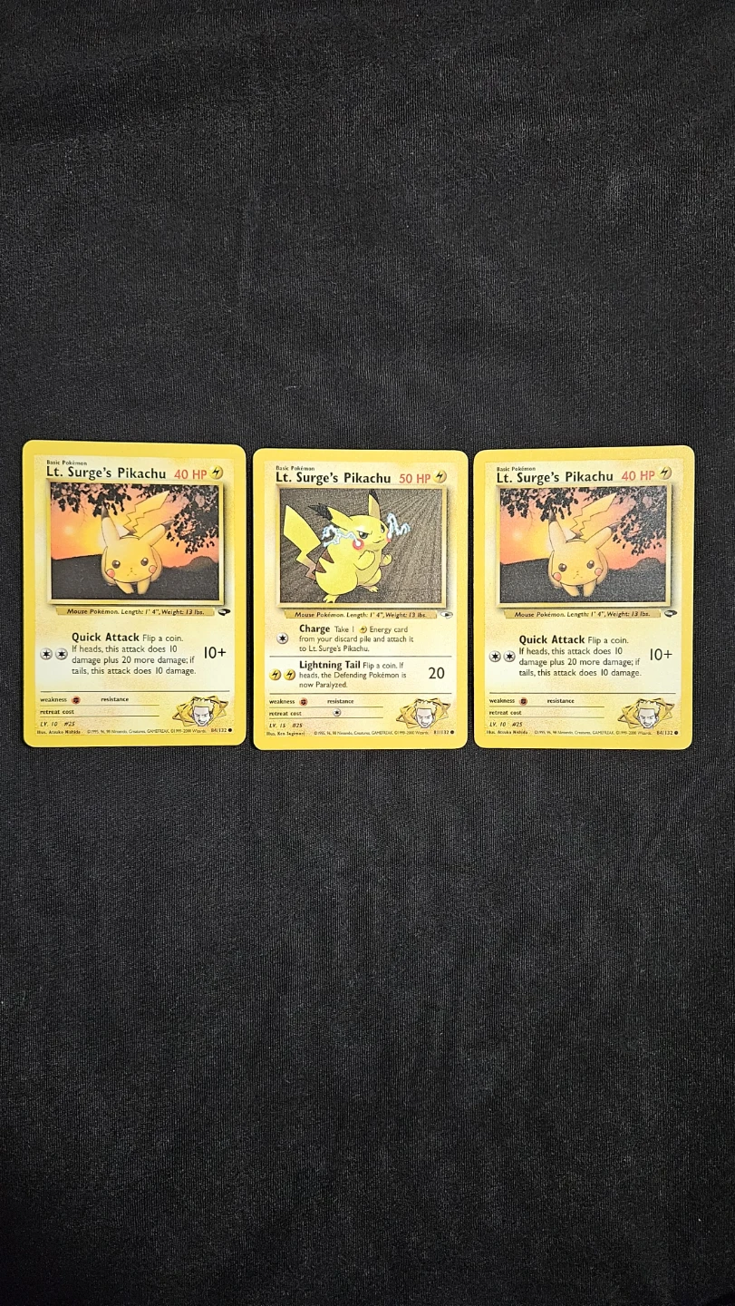 NM Lt. Surge's Pikachu Pokemon Cards