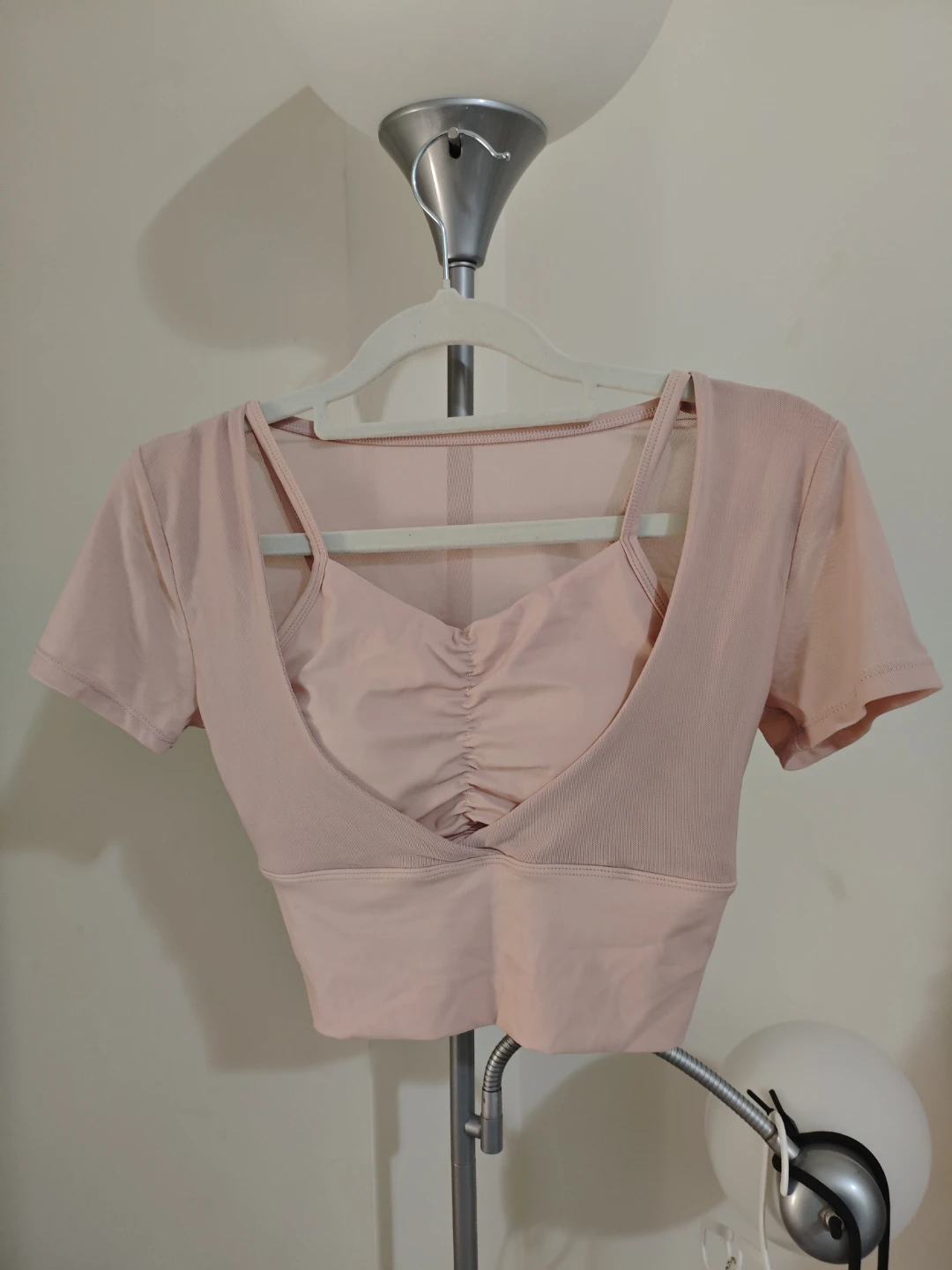 korean/chinese fashion pink mesh athletic top (size XS/S)