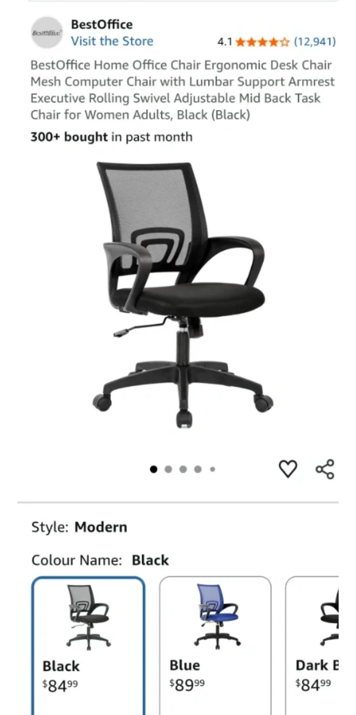BestOffice Ergonomic Mesh Desk Chair - Black - photo 4