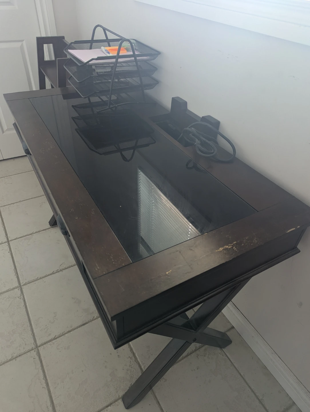 Dark Wood Desk and Small Bookshelf - photo 2