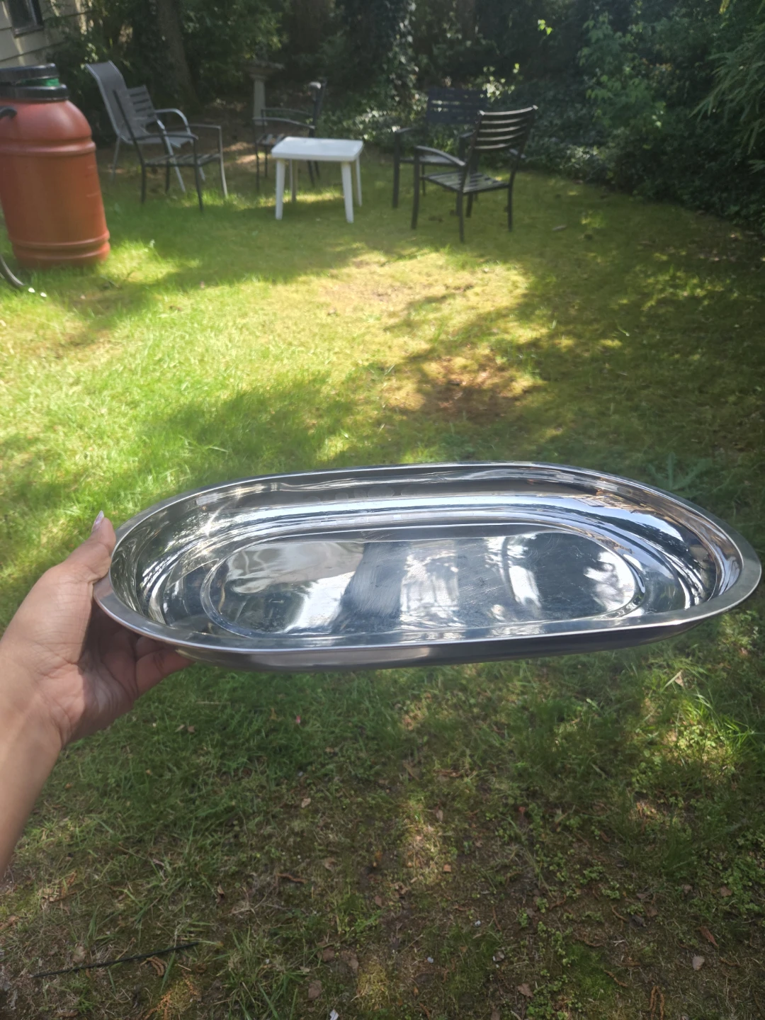 Large Oval Stainless Steel Serving Platter