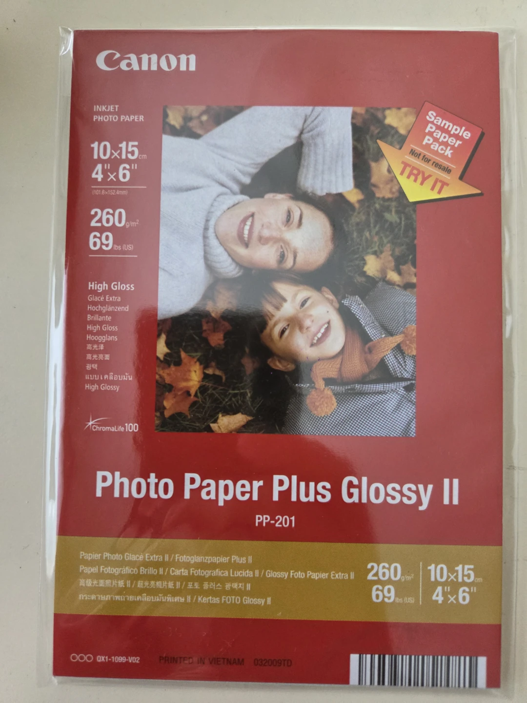Canon Photo Paper Plus Glossy II PP-201 4x6 inch