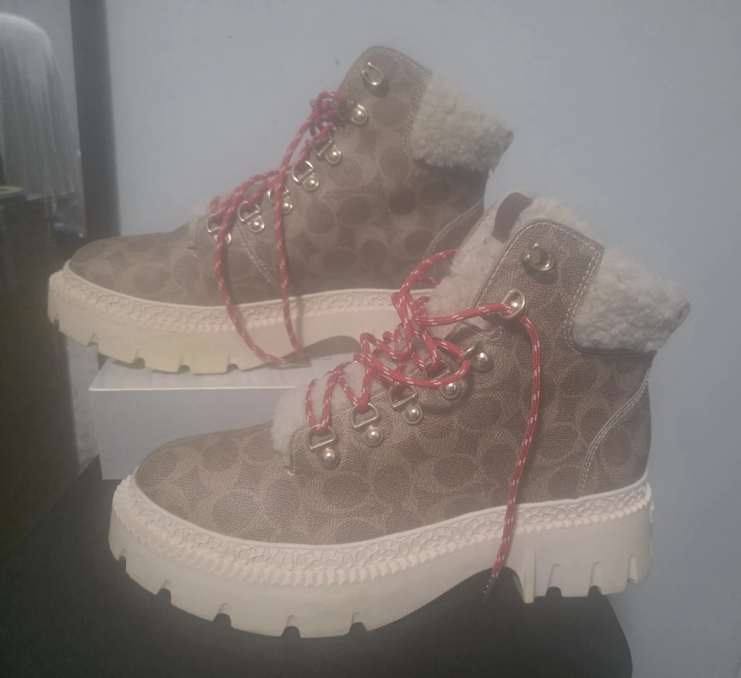 Coach Signature Shearling Lined Boots