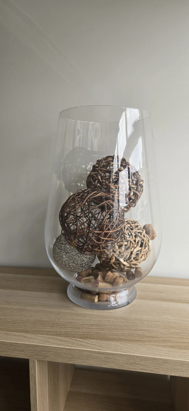 Decorative Glass Vase with Natural Orbs