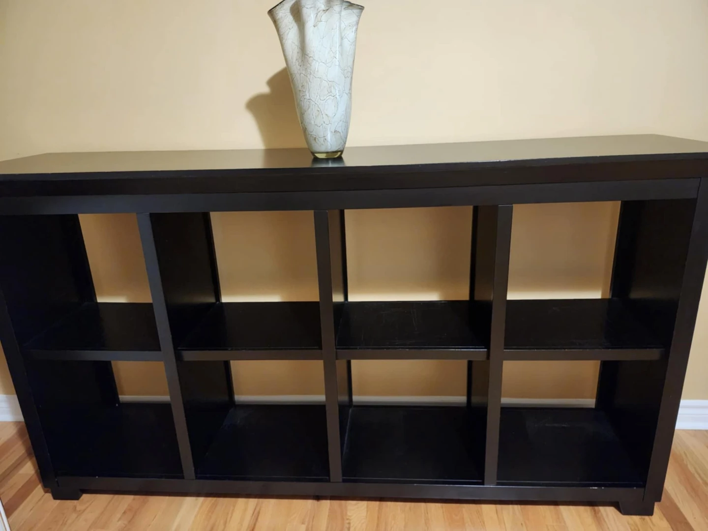 Black 8-Cube Solid Wood Shelf Unit