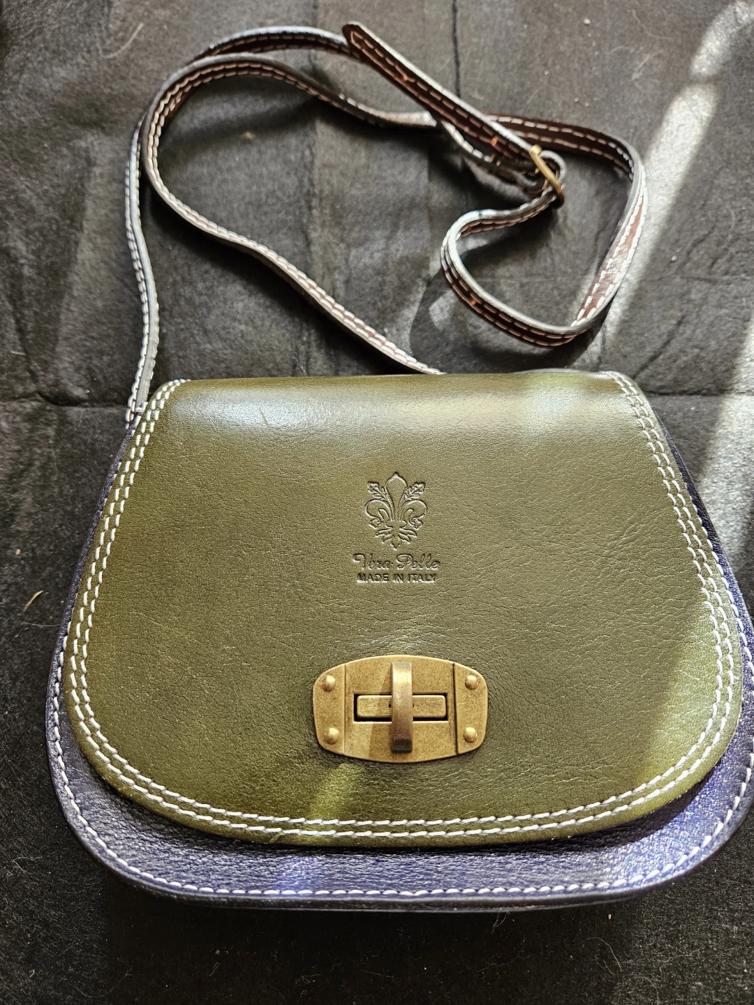 NEW Vera Pelle Made in Italy Leather Crossbody Bag