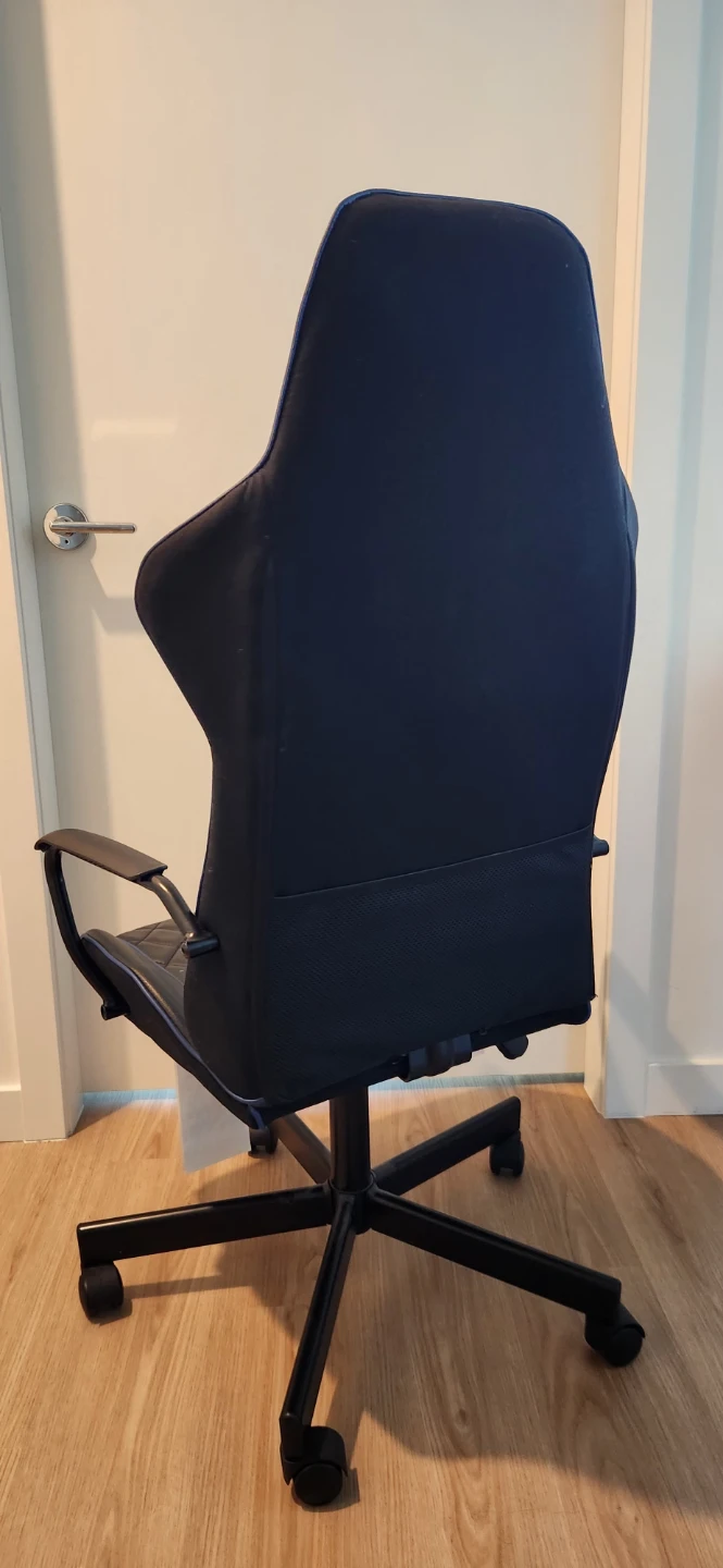 Black Gaming Chair with Blue Trim - photo 2