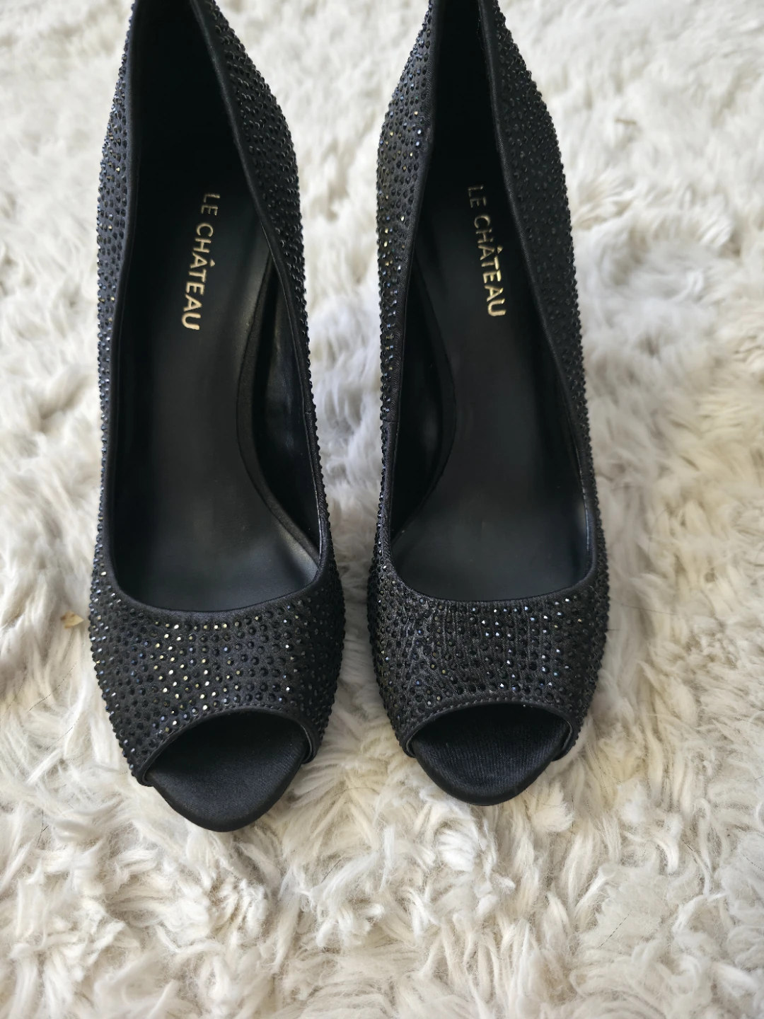 Brand New Le Château Black Rhinestone Heels - Size 36 - photo 2