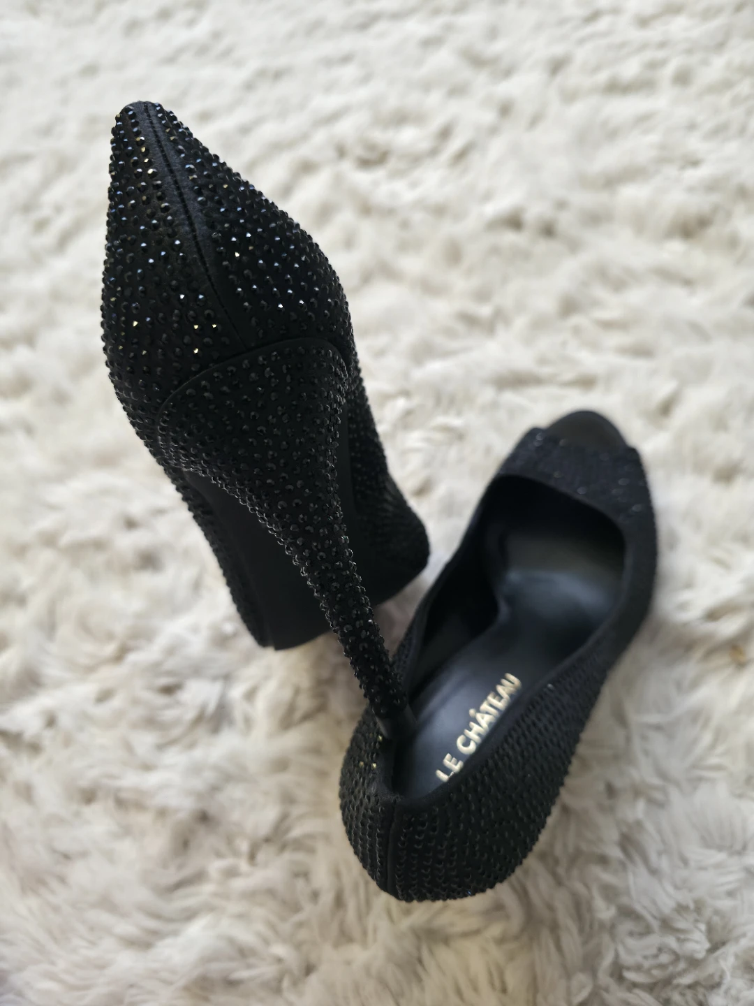 Brand New Le Château Black Rhinestone Heels - Size 36 - photo 3