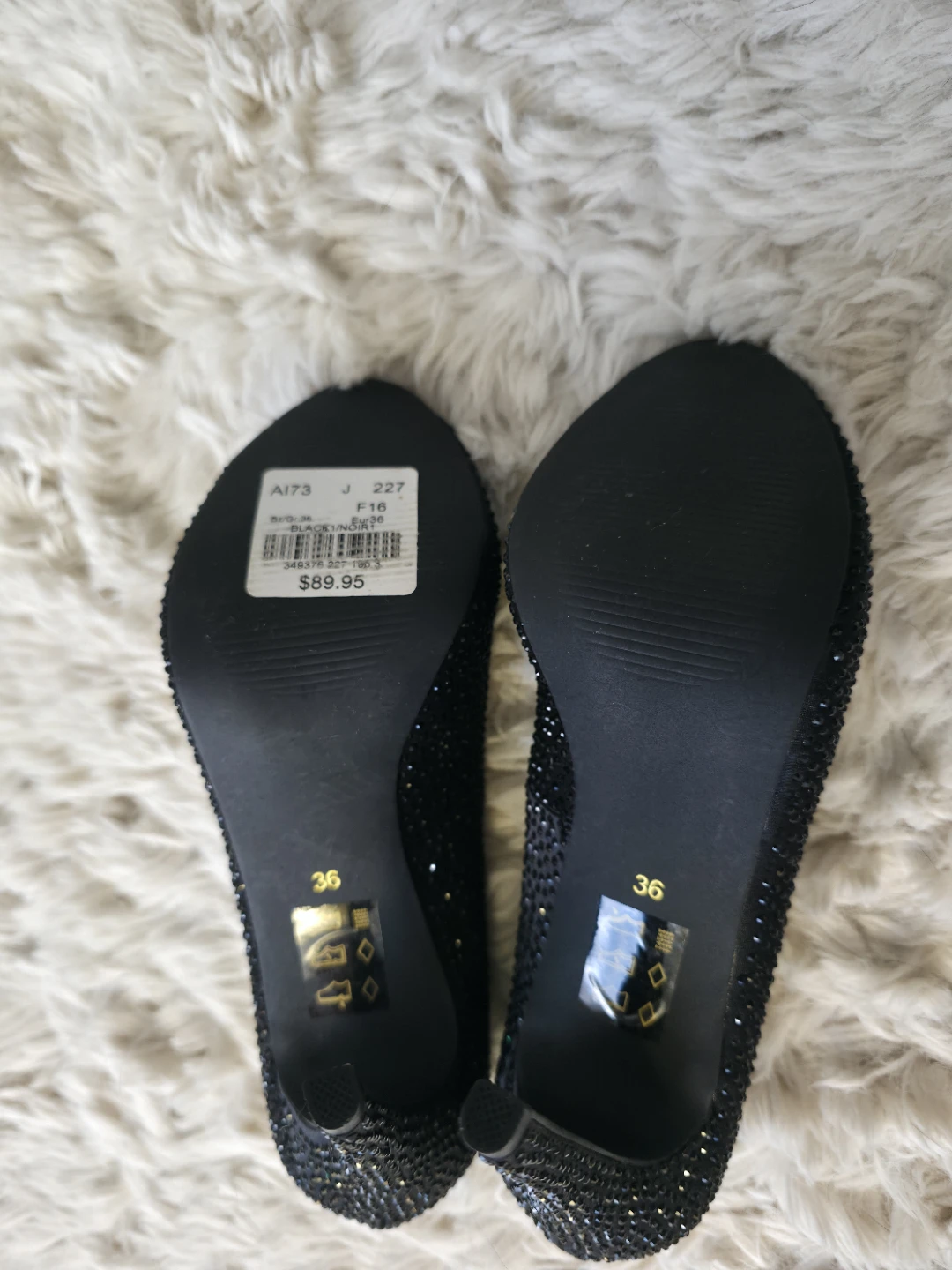 Brand New Le Château Black Rhinestone Heels - Size 36 - photo 5