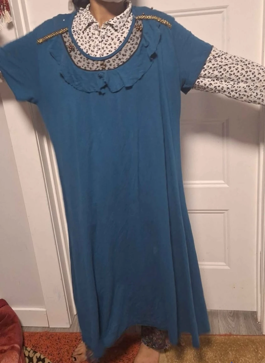 Blue dress with beaded detail