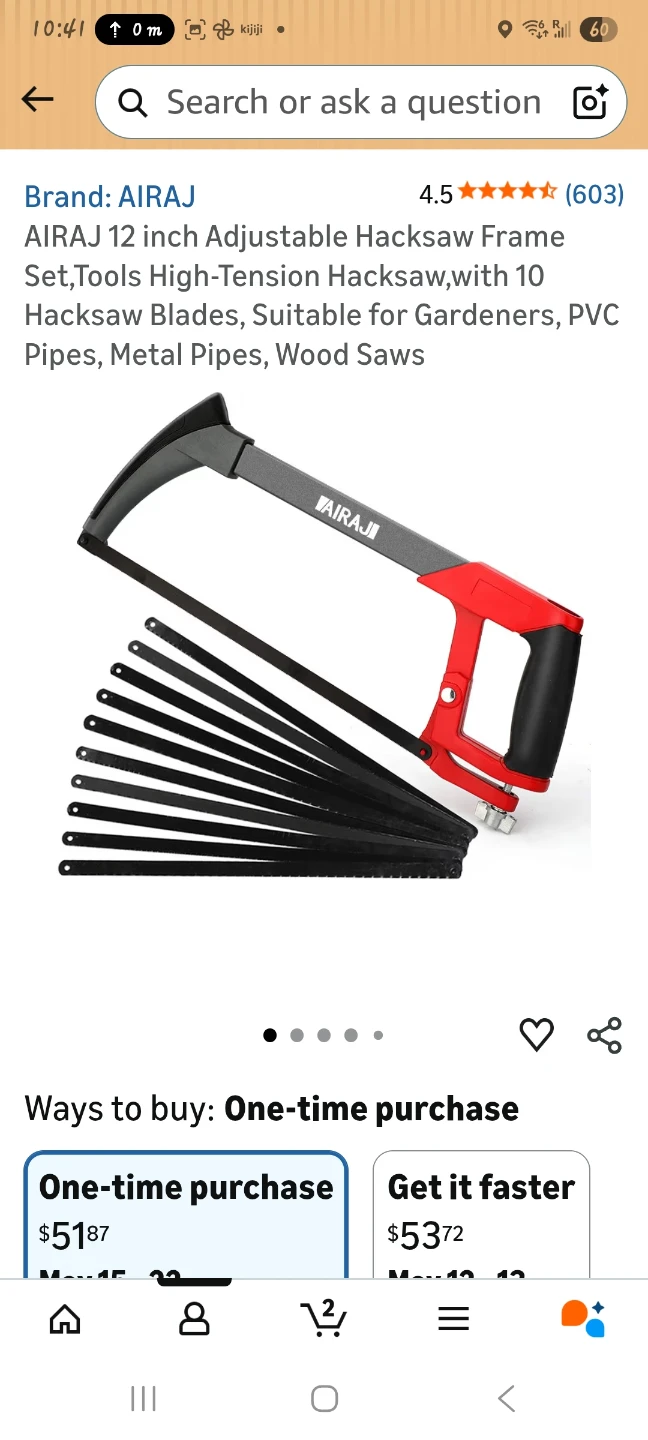 12 inch Adjustable Hacksaw Frame Set with 9 Blades