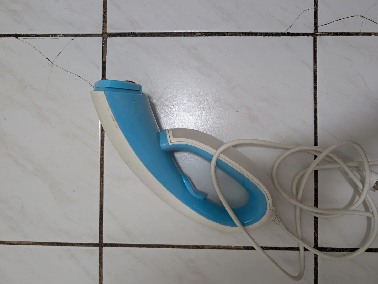 Blue and White Handheld Garment Steamer