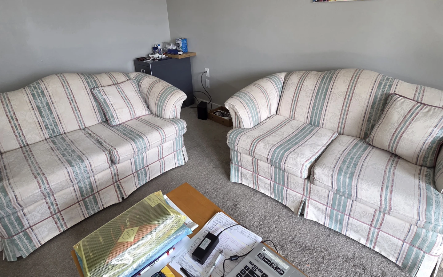Striped Loveseat Sofa with Pillow