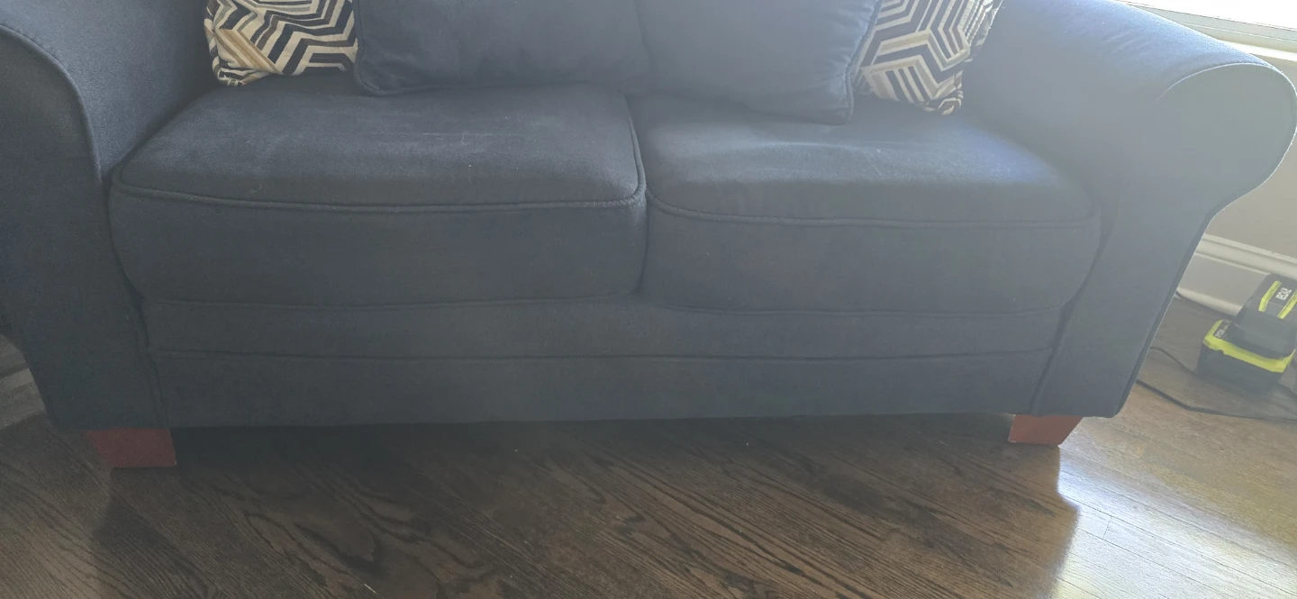 Dark Blue Loveseat Sofa with Decorative Pillows