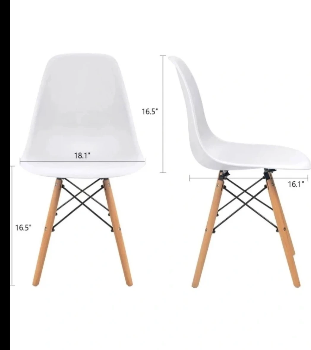 White Dining Chair with Wood Legs with table - photo 3