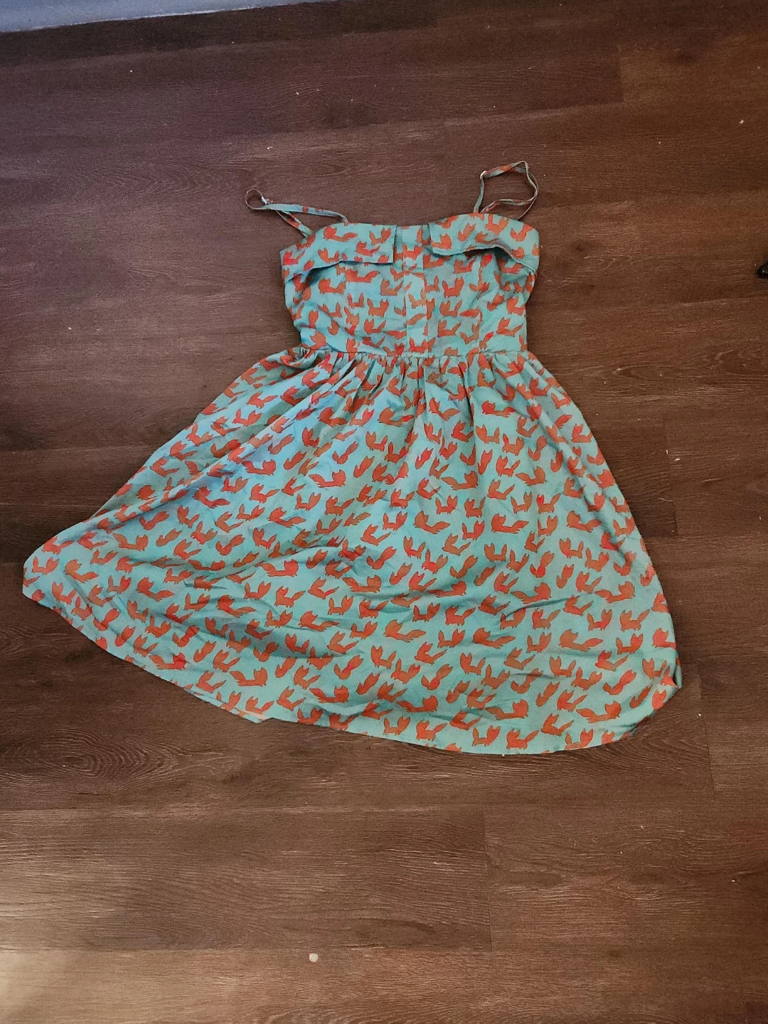 Blue Dress with Red Fox Print