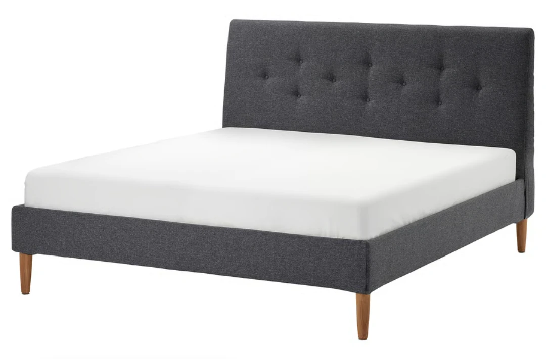 Dark Grey Upholstered Queen Bed Frame - photo 3