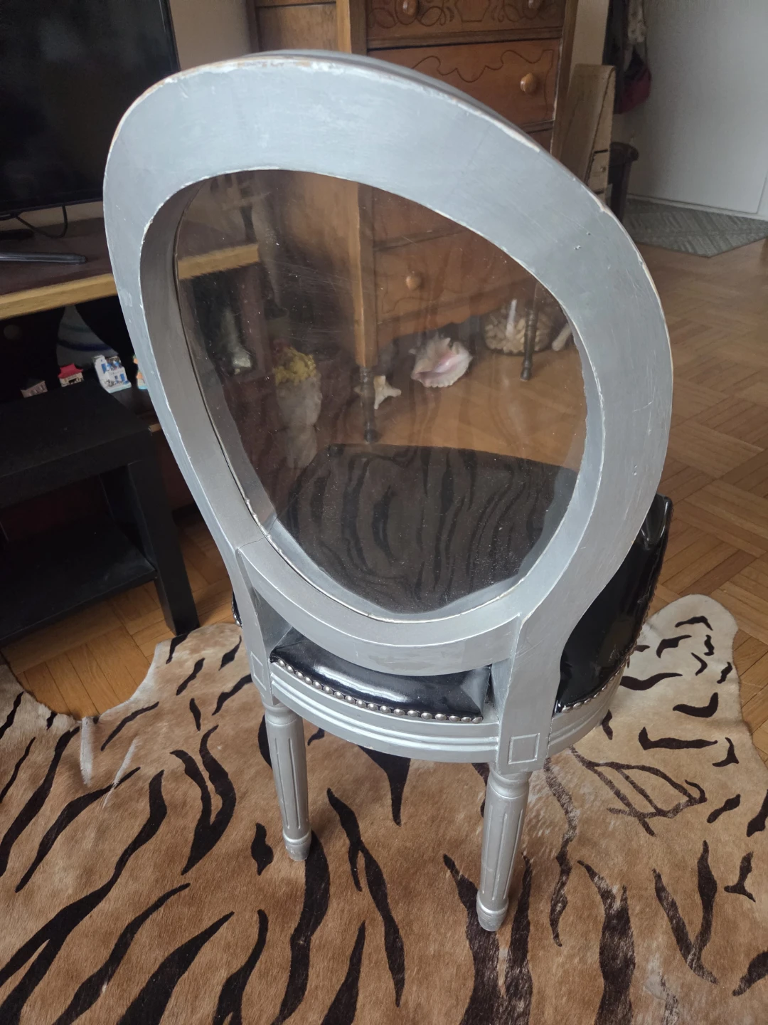 Silver Accent Chair with Black Seat - photo 2