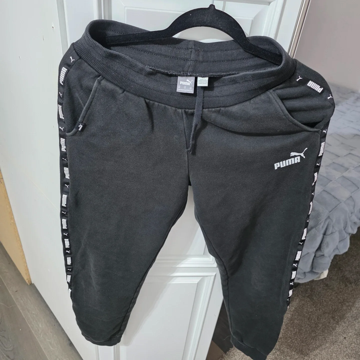 Puma Black Sweatpants with Logo Tape