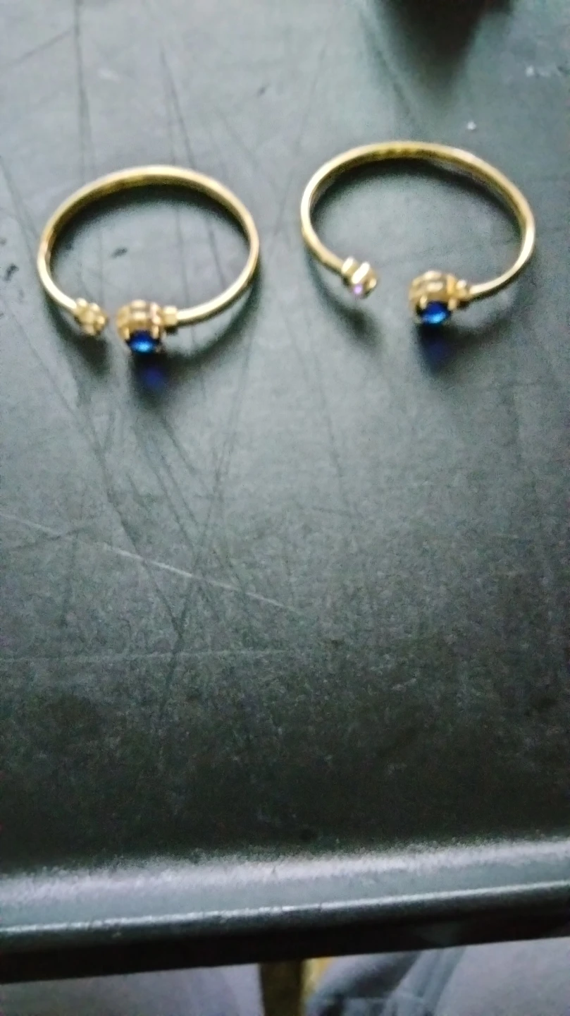 Gold Tone Bangle Bracelets with Blue Stone (Set of 2)