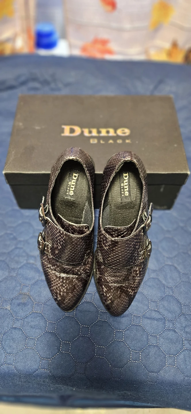 Dune Black "Farley" Monk Strap Shoes Grey Reptile Size 4/37 - photo 5
