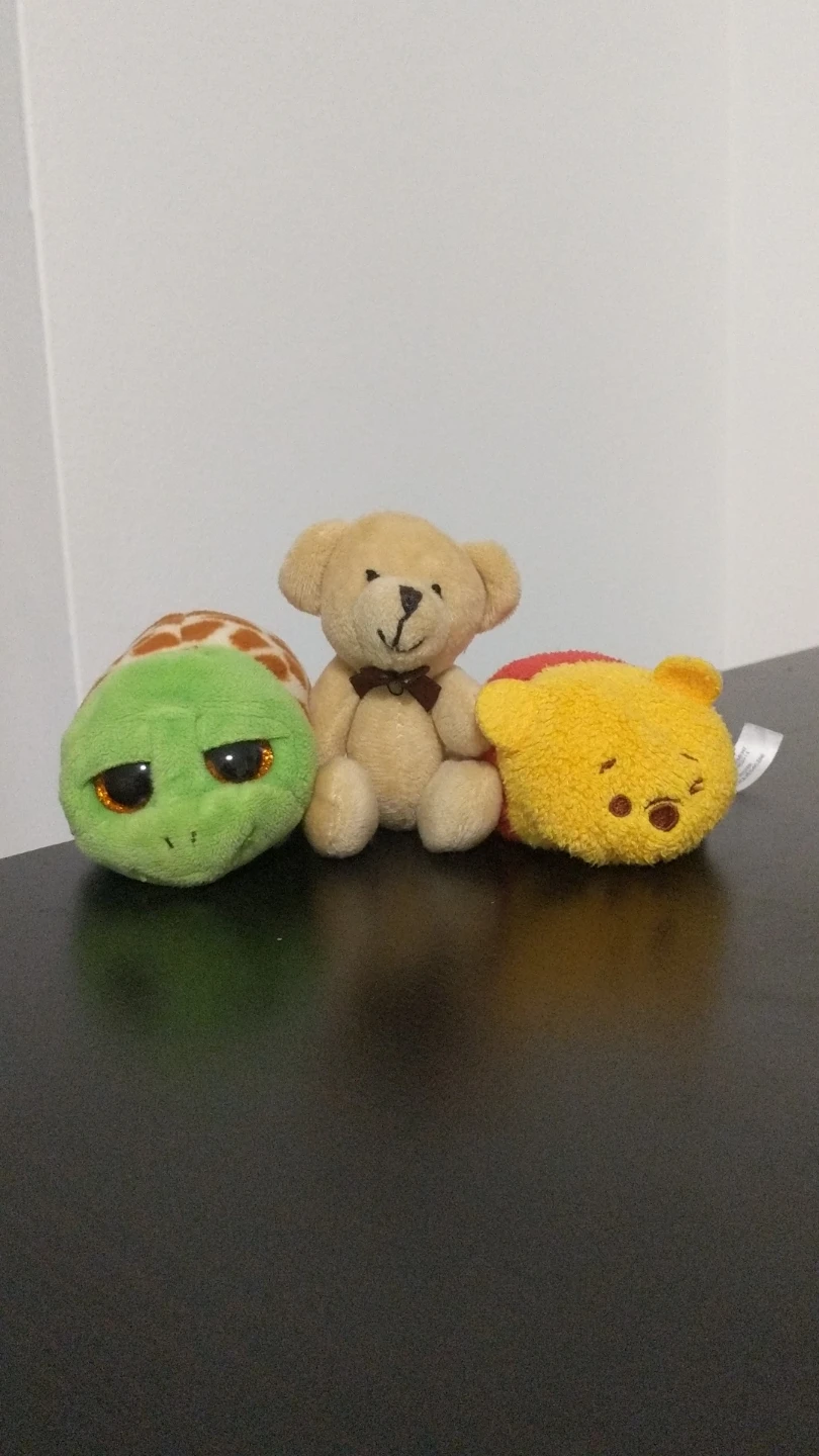 3 Small Plush Toys: Bear, Turtle, Winnie the Pooh