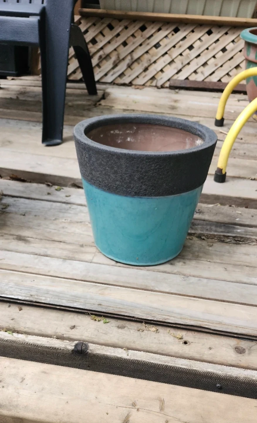 Teal and Black Ceramic Planter