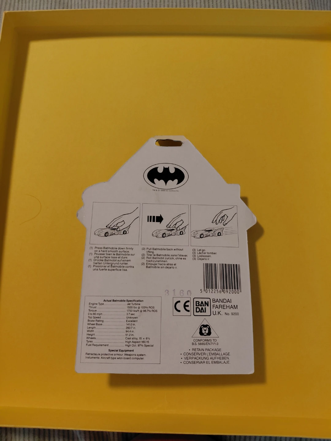 Bandai Batman Hi-Speed Motorised Batmobile Toy Car - photo 2