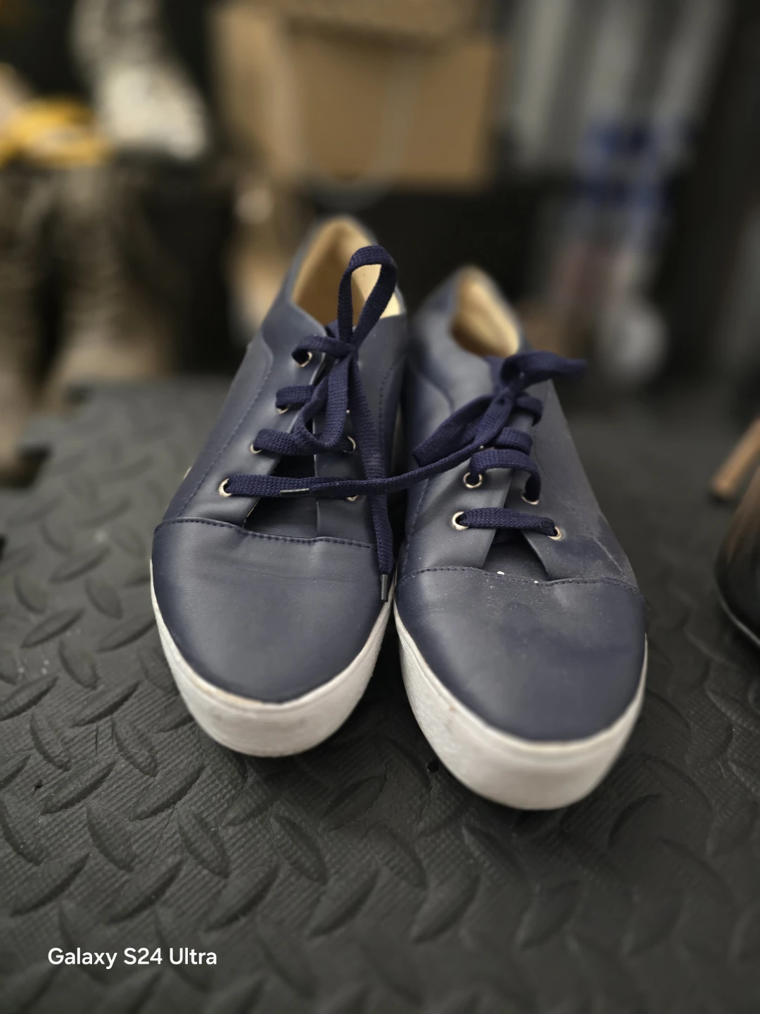 Navy Blue Lace-Up Sneakers