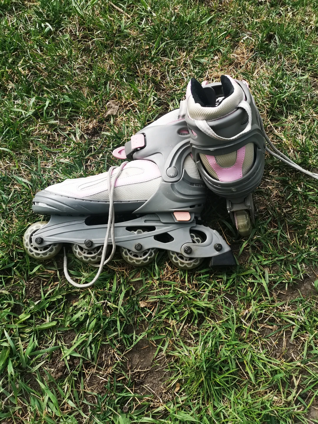 Grey and Pink Inline Skates