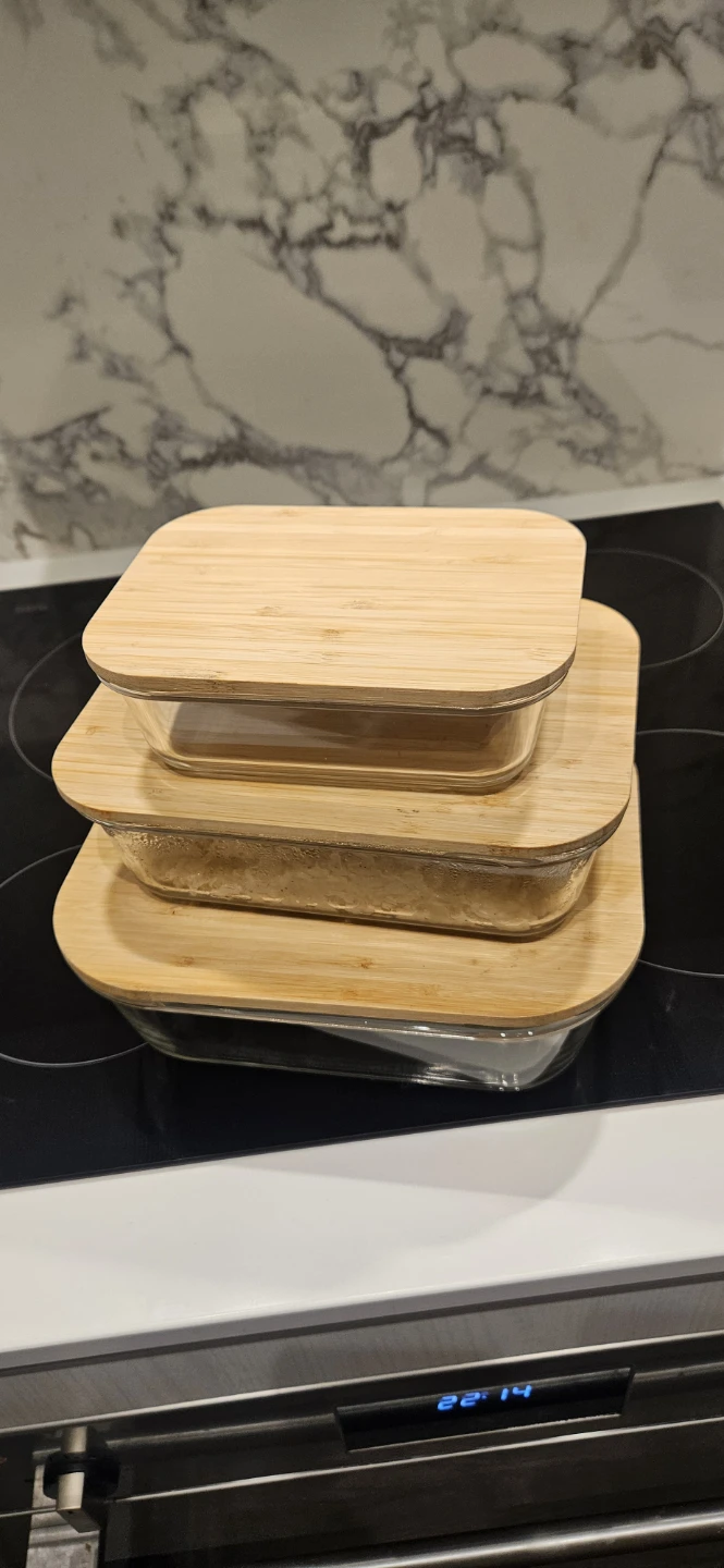 Glass Food Storage Containers with Bamboo Lids Set