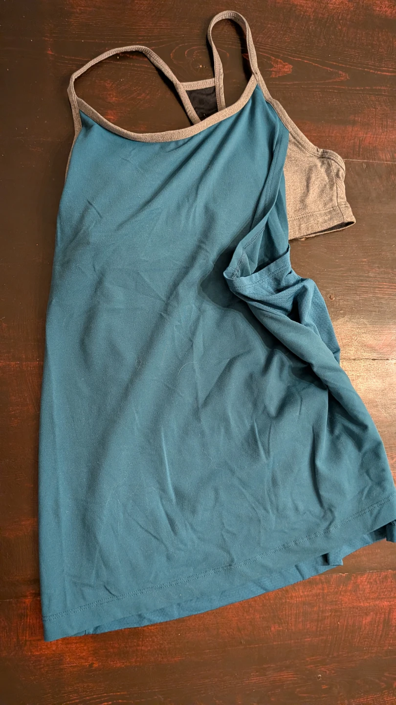 Fabletics Teal Tank Top with Grey Sports Bra attached