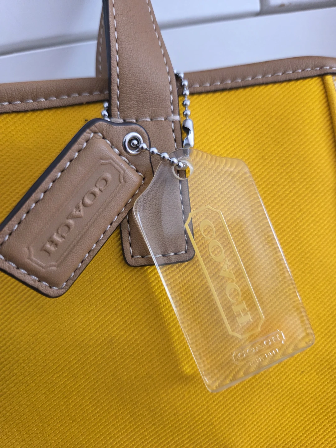 Coach Yellow Canvas Leather Trim Tote Bag - photo 2