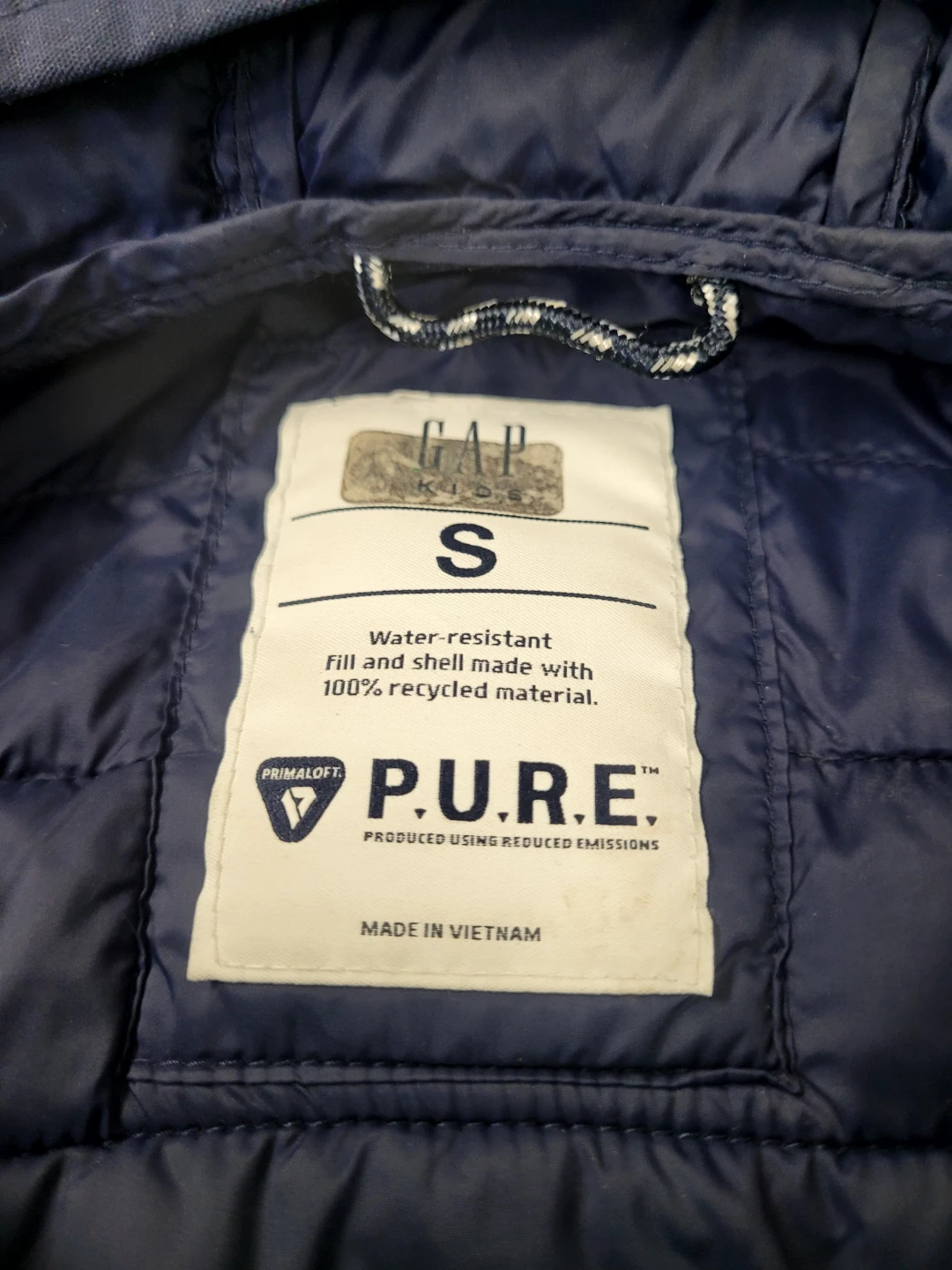 Gap PURE Hooded Puffer Jacket Size S Blue🥕🌱 - photo 2
