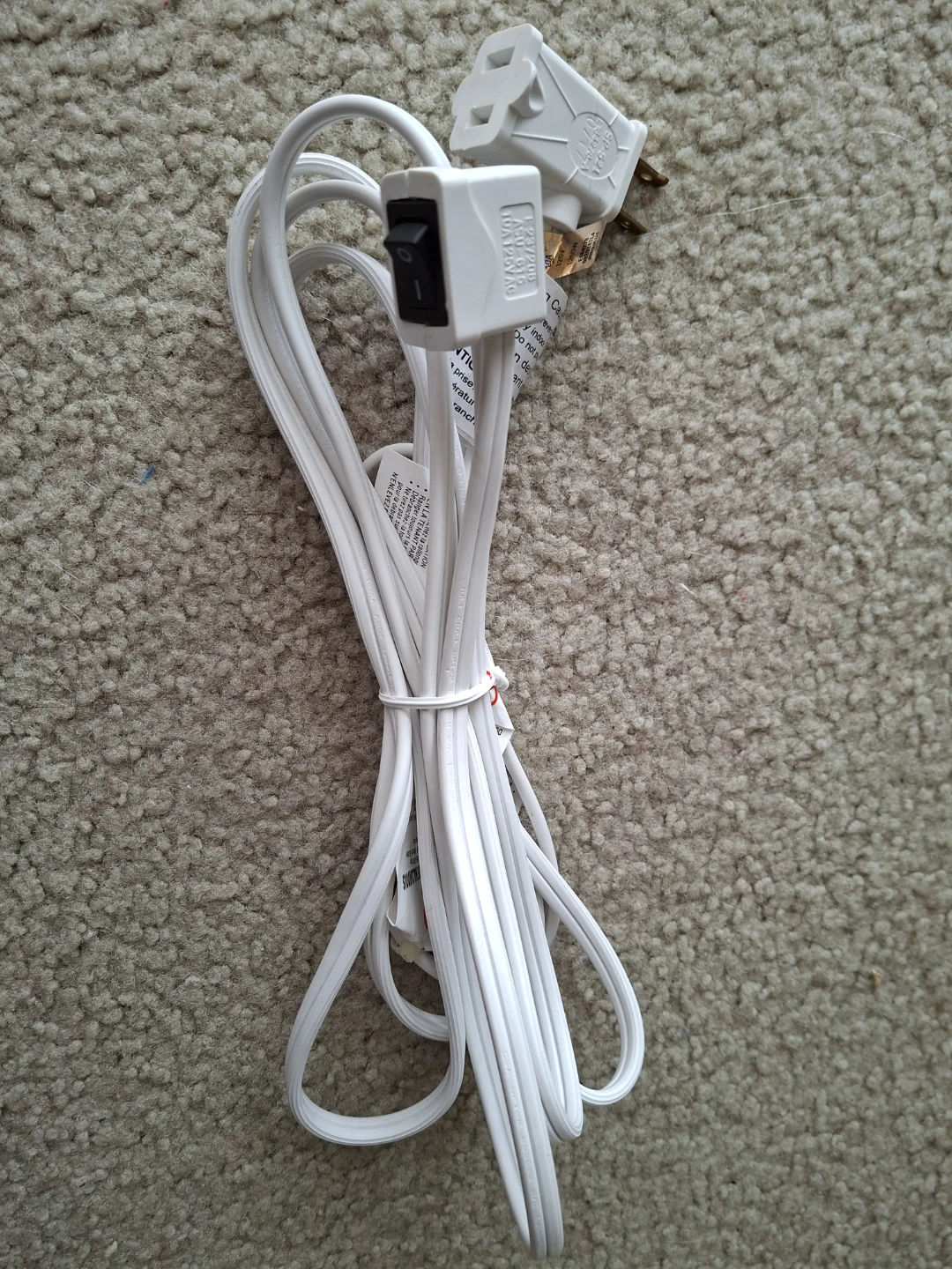White Extension Cord with In-Line Switch 10A 120V