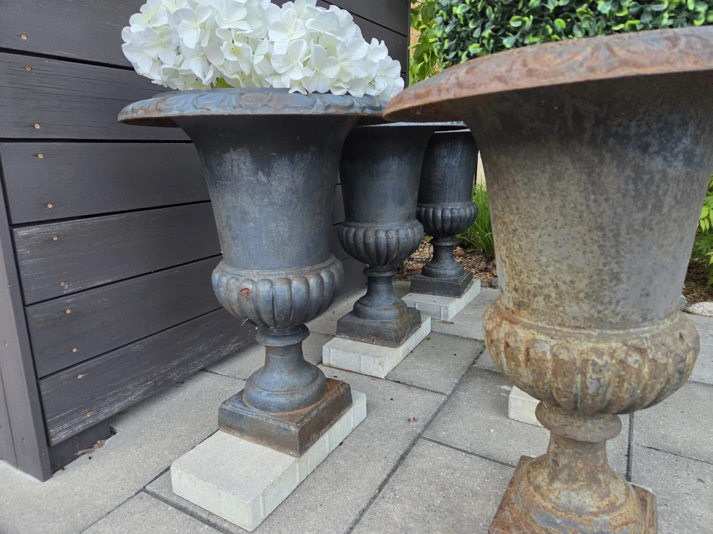 Vintage Cast Iron Urn Planters (Set of 6)