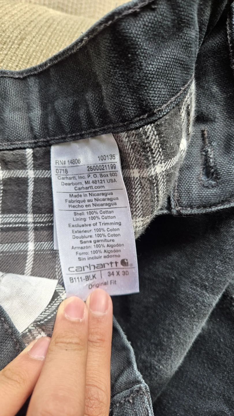 Carhartt B111-BLK Original Fit Work Pants - Black, Size 34x30 - photo 5