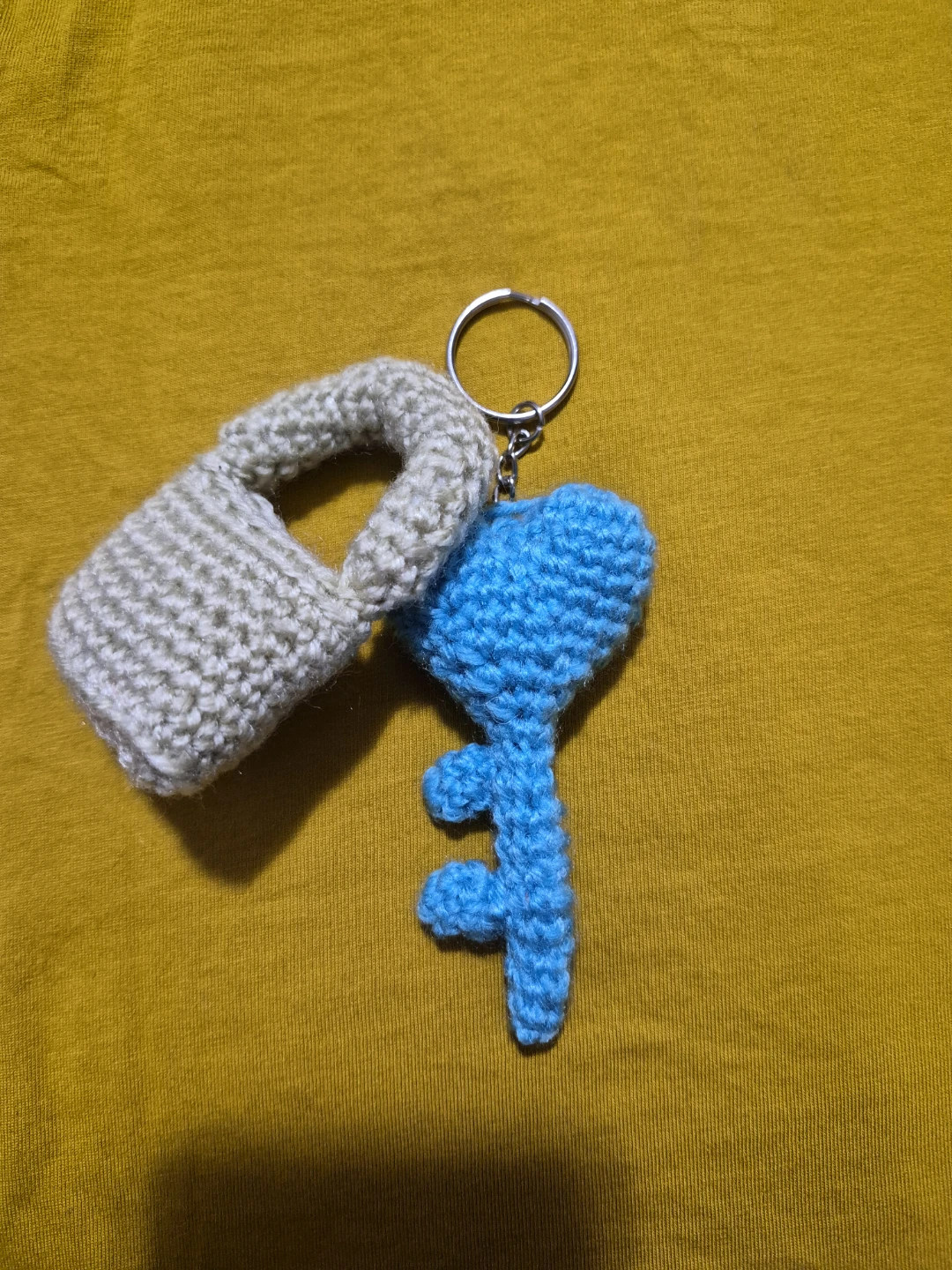 Handmade Crochet Lock and Key Keychain Set - photo 2