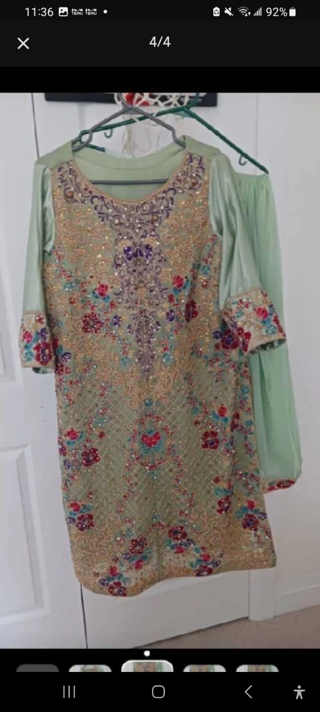 Embroidered Mint Green Pakistani Dress - photo 3