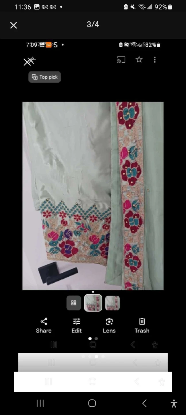 Embroidered Mint Green Pakistani Dress - photo 4