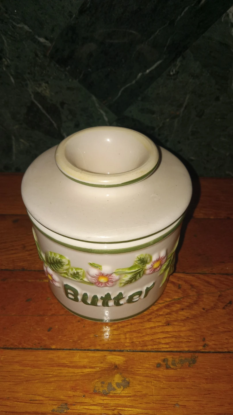 Ceramic Butter Dish with Floral Design