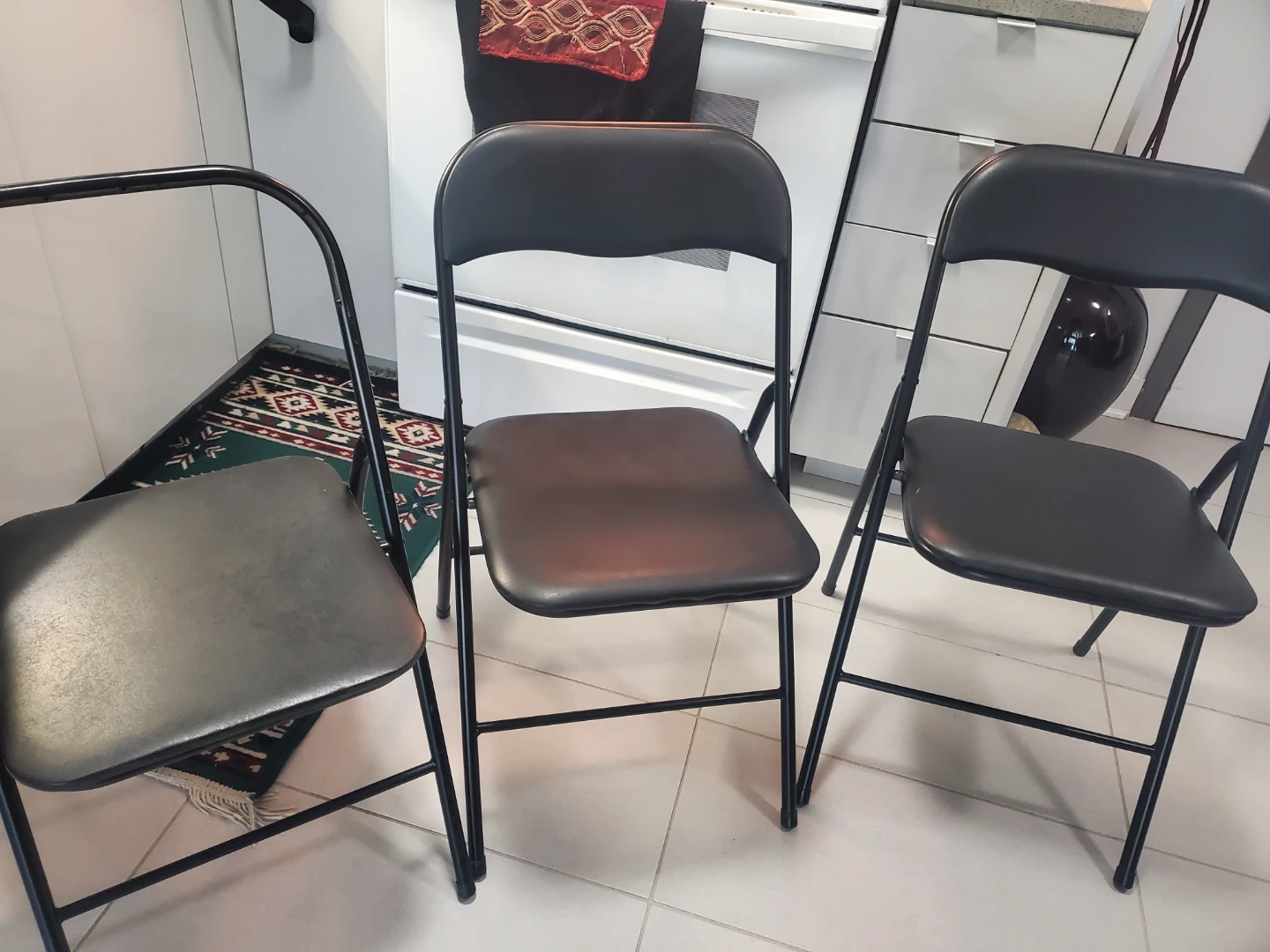 Set of 3 Black Folding Chairs