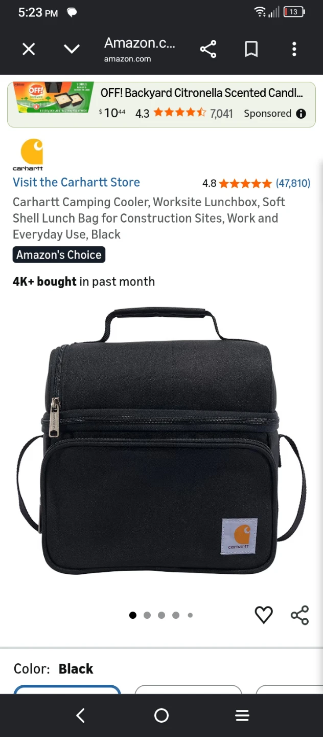 Carhartt Soft Shell Lunch Bag Cooler - Black