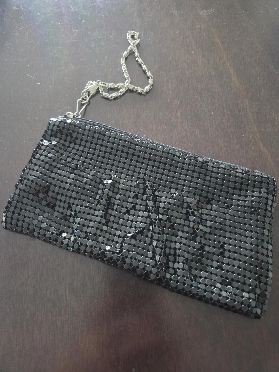 Black Mesh Clutch Purse with Chain - photo 2