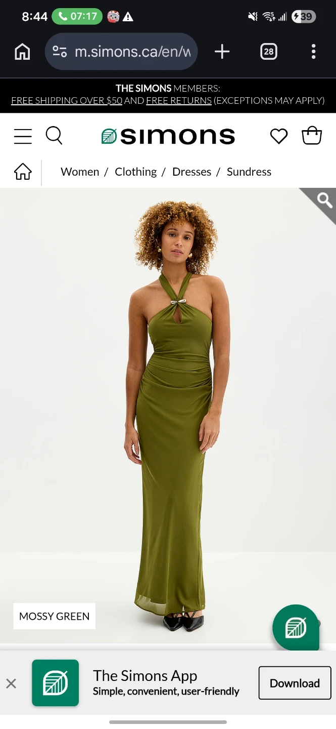 Simons Halterneck Ruched Maxi Dress - Mossy Green