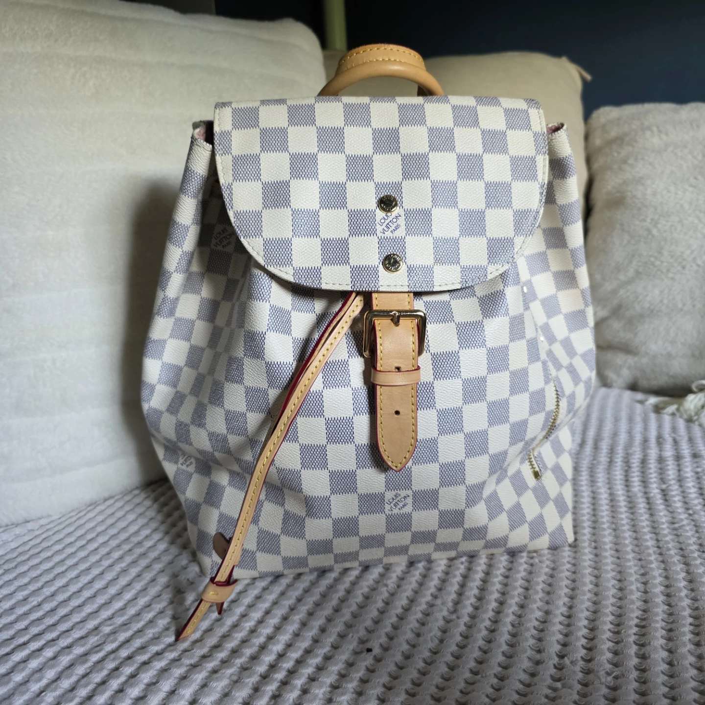 (150) Louis Vuitton Damier Azur Canvas Montsouris Backpack PM