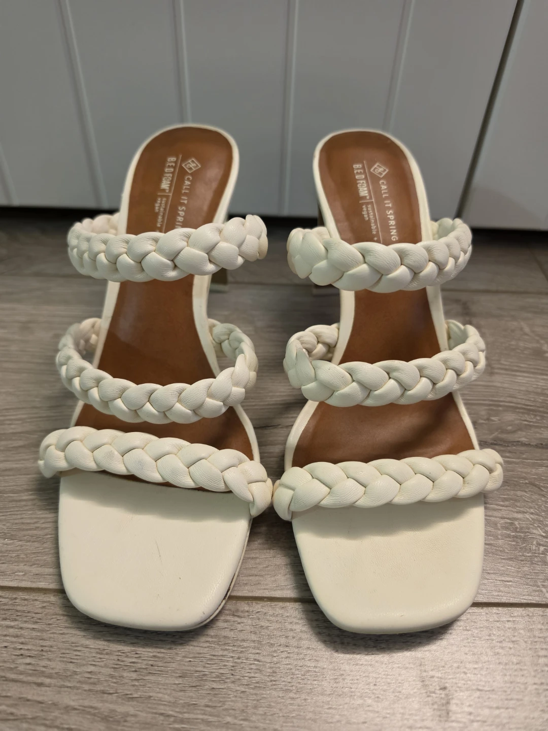 Call It Spring White Braided Heel Sandals