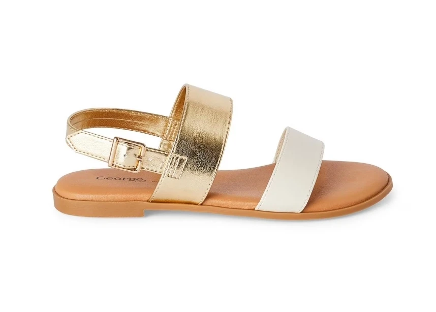 George Gold and White Flat Sandals (Size 4) - NEW!!! - photo 2