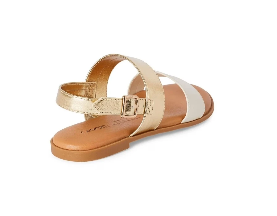 George Gold and White Flat Sandals (Size 4) - NEW!!! - photo 4